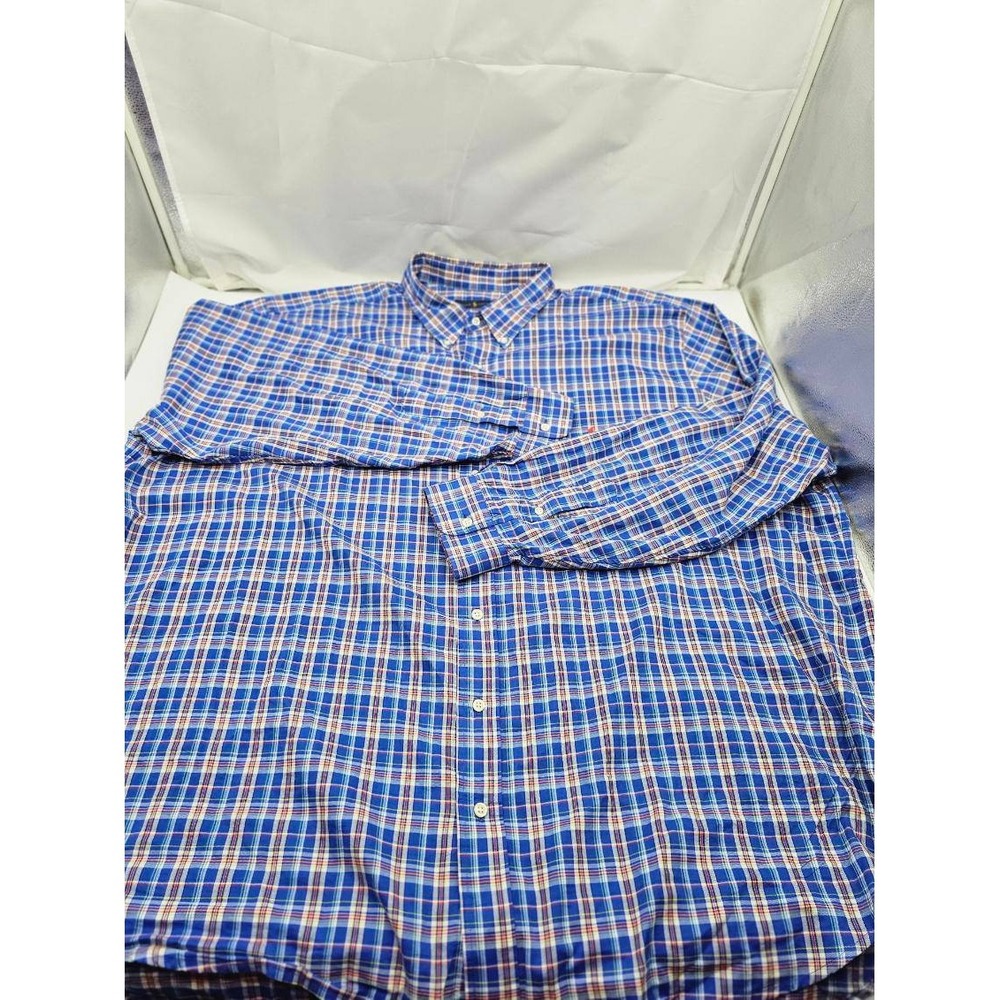 Ralph Lauren Button Down Shirt Men 3XB Blue  Plaid Long Sleeve 3XB Big